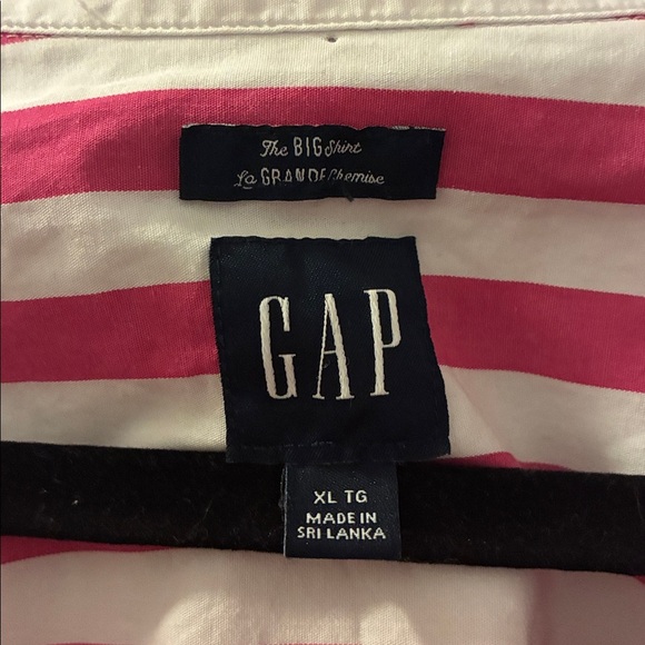GAP Size XL 100% Organic Cotton Big Shirt - Pink & White - Picture 3 of 5